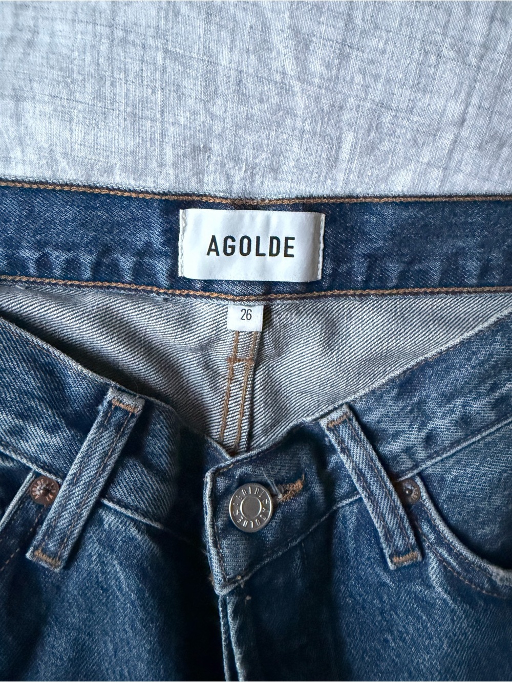 Agolde V-waist Straight Indigo Blue Jeans
